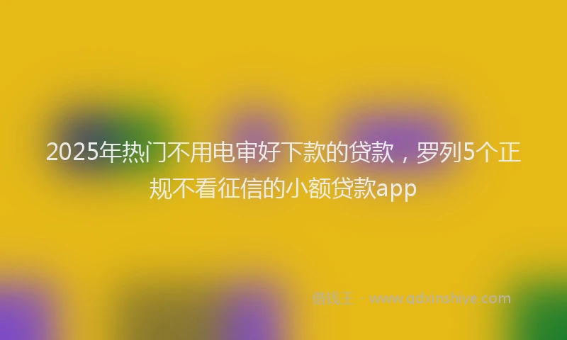 2025年热门不用电审好下款的贷款，罗列5个正规不看征信的小额贷款app