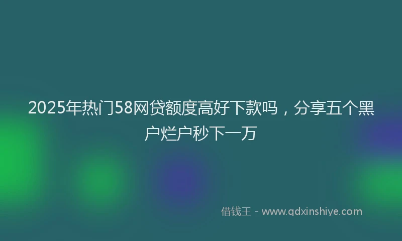 2025年热门58网贷额度高好下款吗，分享五个黑户烂户秒下一万