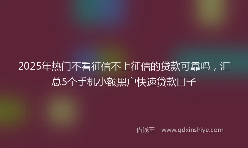 2025年热门不看征信不上征信的贷款可靠吗，汇总5个手机小额黑户快速贷款口子