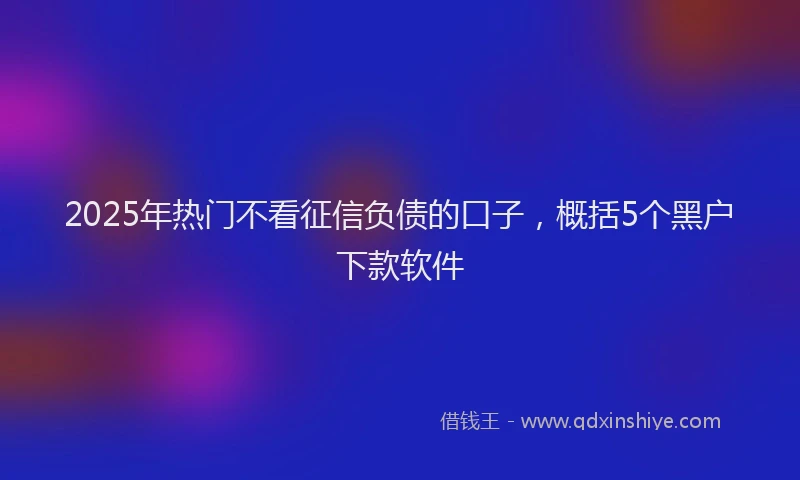 2025年热门不看征信负债的口子，概括5个黑户下款软件