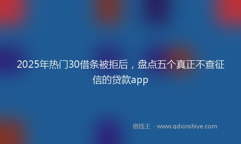 2025年热门30借条被拒后，盘点五个真正不查征信的贷款app