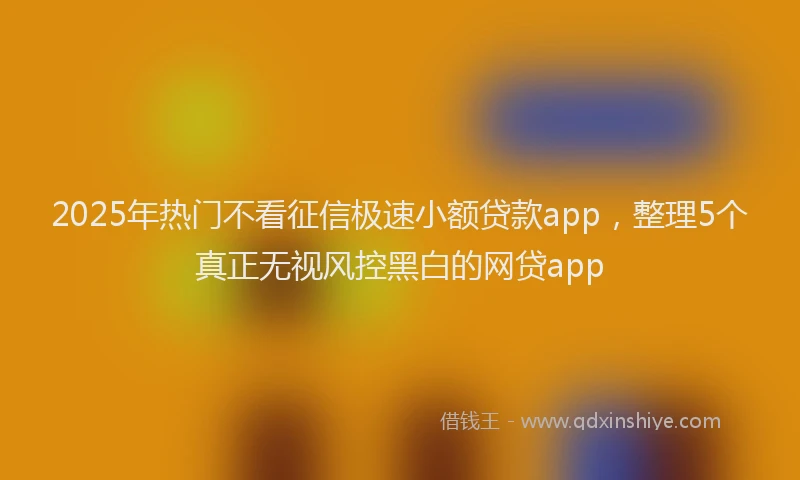2025年热门不看征信极速小额贷款app，整理5个真正无视风控黑白的网贷app