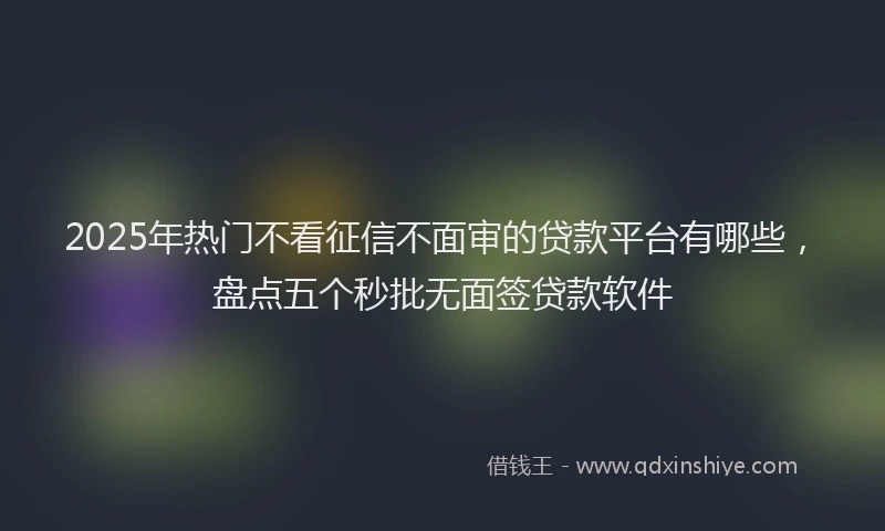 2025年热门不看征信不面审的贷款平台有哪些，盘点五个秒批无面签贷款软件