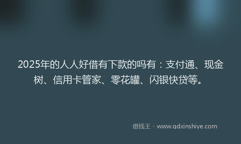 2025年的人人好借有下款的吗有：支付通、现金树、信用卡管家、零花罐、闪银快贷等。