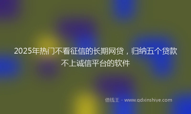 2025年热门不看征信的长期网贷，归纳五个贷款不上诚信平台的软件