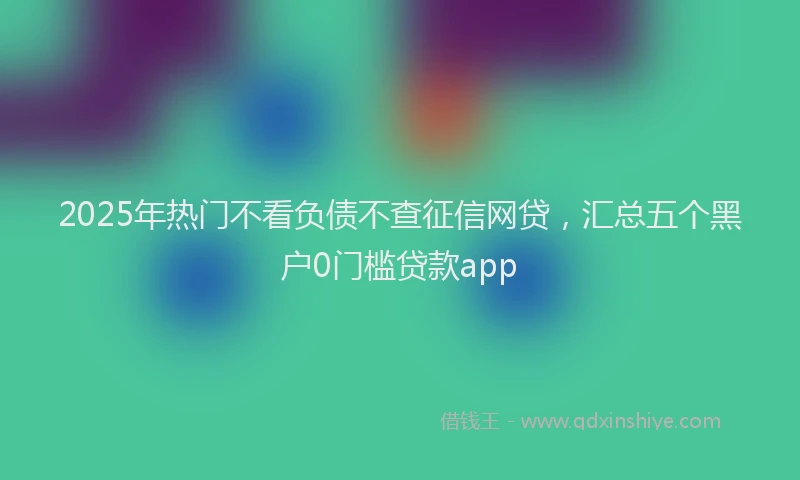 2025年热门不看负债不查征信网贷，汇总五个黑户0门槛贷款app