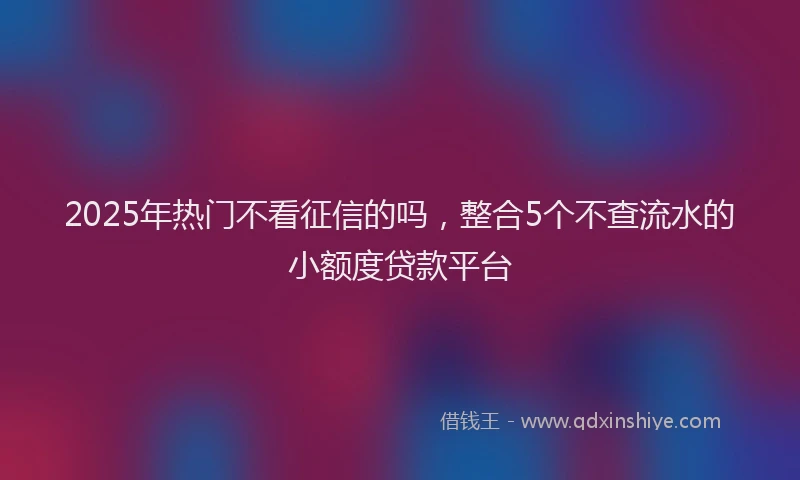 2025年热门不看征信的吗，整合5个不查流水的小额度贷款平台