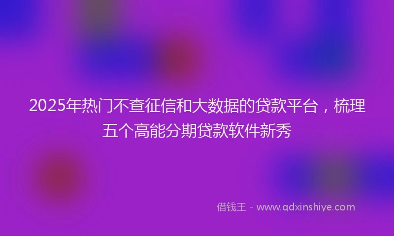 2025年热门不查征信和大数据的贷款平台，梳理五个高能分期贷款软件新秀