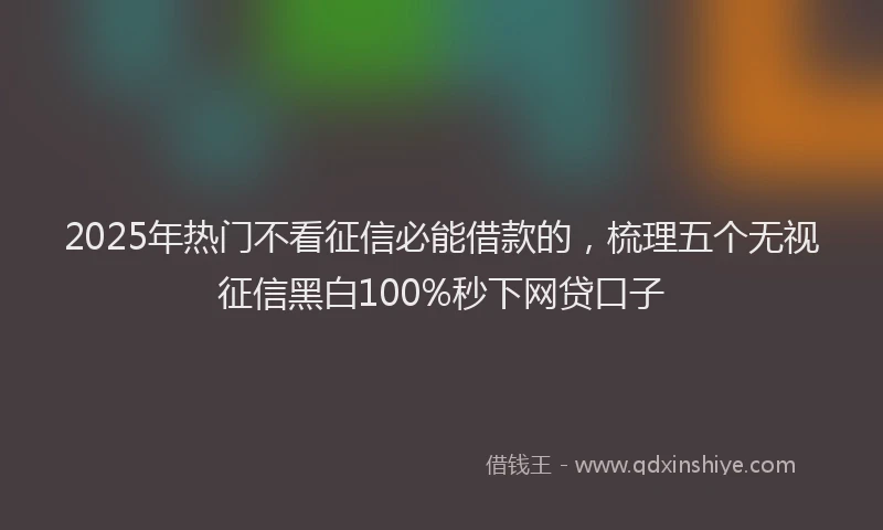 2025年热门不看征信必能借款的，梳理五个无视征信黑白100%秒下网贷口子