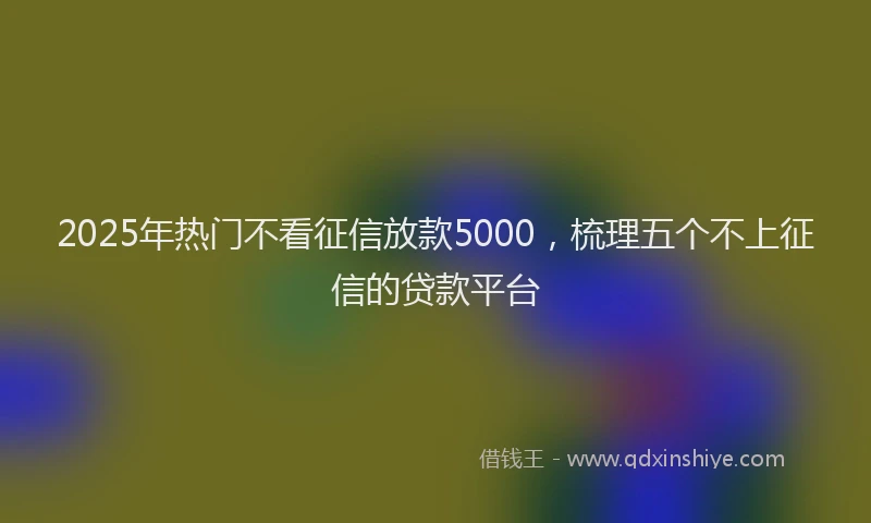 2025年热门不看征信放款5000，梳理五个不上征信的贷款平台