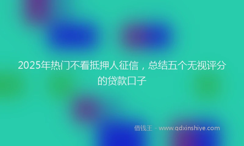2025年热门不看抵押人征信，总结五个无视评分的贷款口子