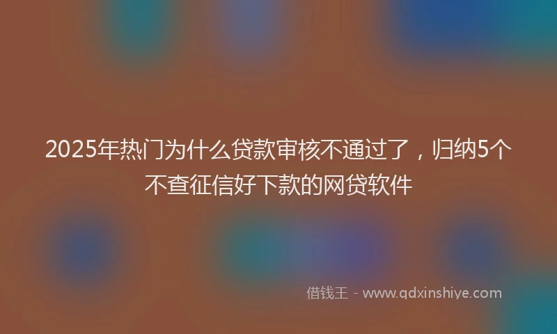 2025年热门为什么贷款审核不通过了，归纳5个不查征信好下款的网贷软件