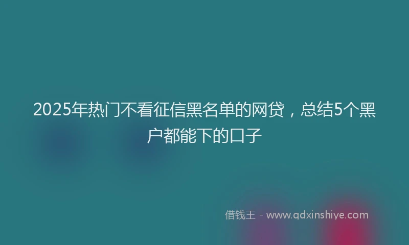 2025年热门不看征信黑名单的网贷，总结5个黑户都能下的口子