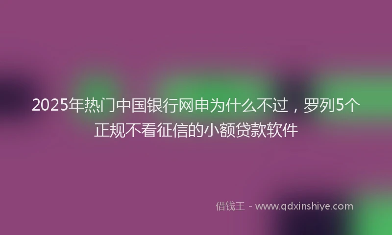 2025年热门中国银行网申为什么不过，罗列5个正规不看征信的小额贷款软件
