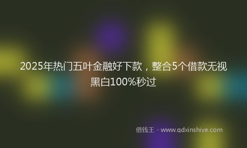 2025年热门五叶金融好下款，整合5个借款无视黑白100%秒过