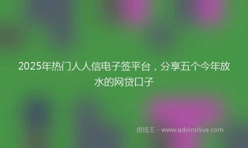 2025年热门人人信电子签平台，分享五个今年放水的网贷口子