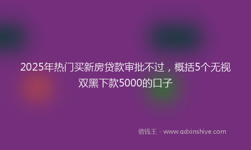 2025年热门买新房贷款审批不过，概括5个无视双黑下款5000的口子