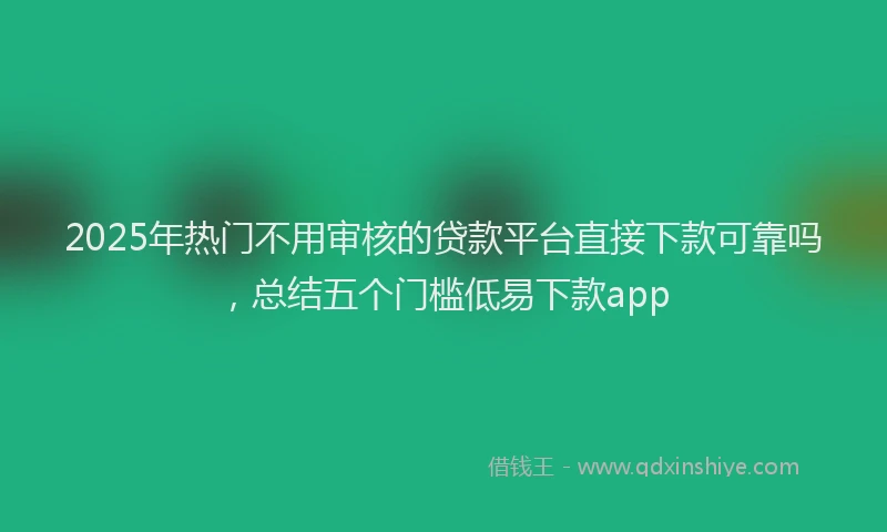 2025年热门不用审核的贷款平台直接下款可靠吗，总结五个门槛低易下款app