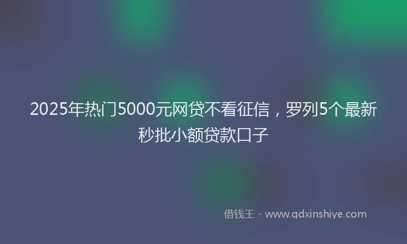 2025年热门5000元网贷不看征信，罗列5个最新秒批小额贷款口子
