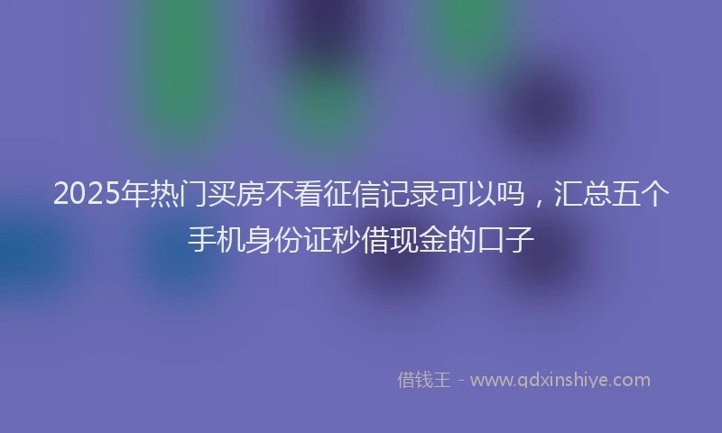 2025年热门买房不看征信记录可以吗，汇总五个手机身份证秒借现金的口子
