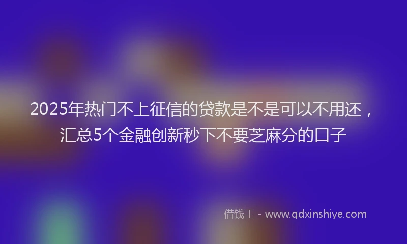 2025年热门不上征信的贷款是不是可以不用还，汇总5个金融创新秒下不要芝麻分的口子