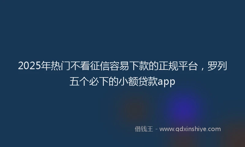 2025年热门不看征信容易下款的正规平台，罗列五个必下的小额贷款app