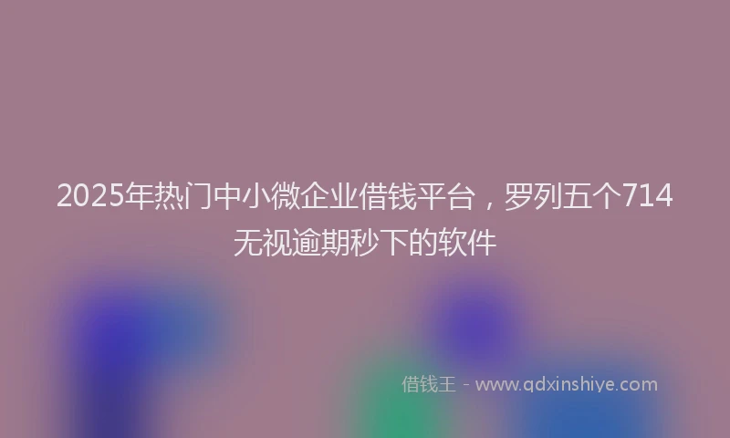 2025年热门中小微企业借钱平台，罗列五个714无视逾期秒下的软件
