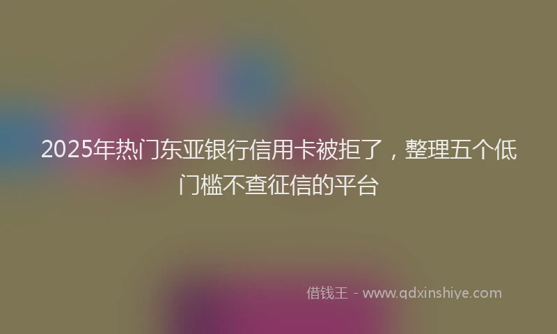 2025年热门东亚银行信用卡被拒了，整理五个低门槛不查征信的平台