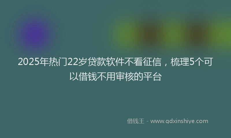 2025年热门22岁贷款软件不看征信，梳理5个可以借钱不用审核的平台