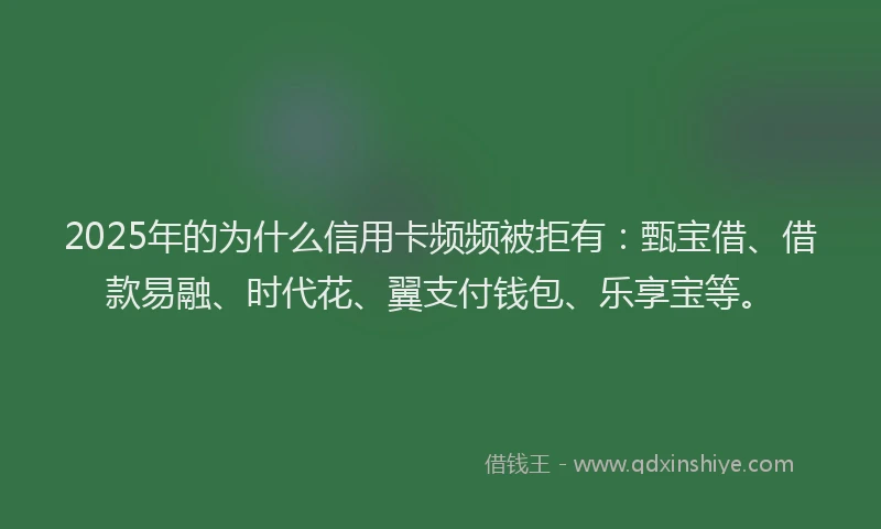 2025年的为什么信用卡频频被拒有：甄宝借、借款易融、时代花、翼支付钱包、乐享宝等。