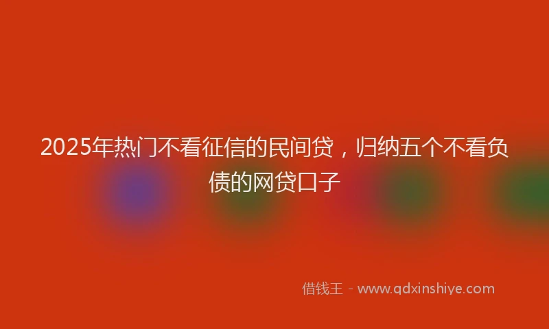 2025年热门不看征信的民间贷，归纳五个不看负债的网贷口子