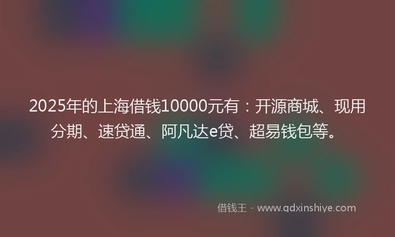 2025年的上海借钱10000元有：开源商城、现用分期、速贷通、阿凡达e贷、超易钱包等。