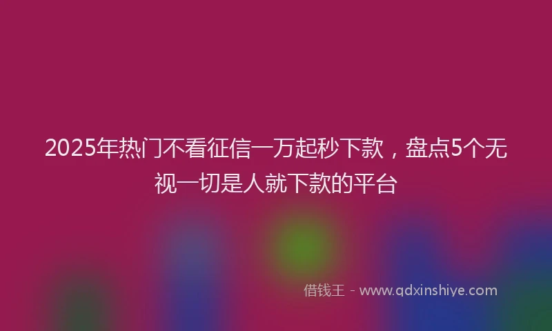 2025年热门不看征信一万起秒下款，盘点5个无视一切是人就下款的平台