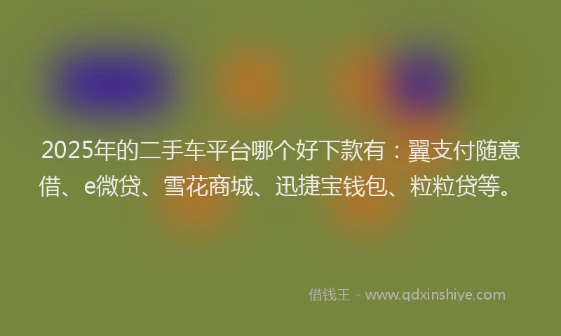 2025年的二手车平台哪个好下款有：翼支付随意借、e微贷、雪花商城、迅捷宝钱包、粒粒贷等。