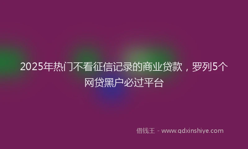 2025年热门不看征信记录的商业贷款，罗列5个网贷黑户必过平台