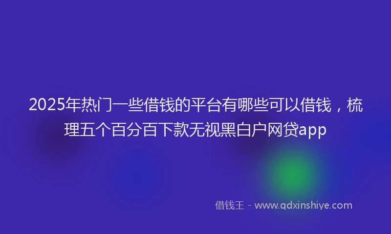 2025年热门一些借钱的平台有哪些可以借钱，梳理五个百分百下款无视黑白户网贷app