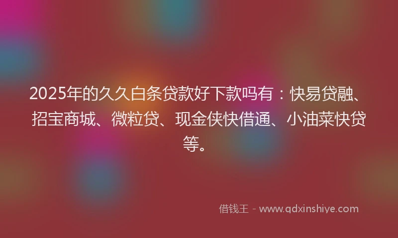 2025年的久久白条贷款好下款吗有：快易贷融、招宝商城、微粒贷、现金侠快借通、小油菜快贷等。
