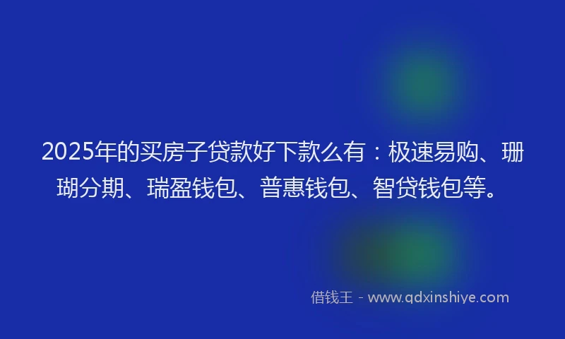 2025年的买房子贷款好下款么有：极速易购、珊瑚分期、瑞盈钱包、普惠钱包、智贷钱包等。