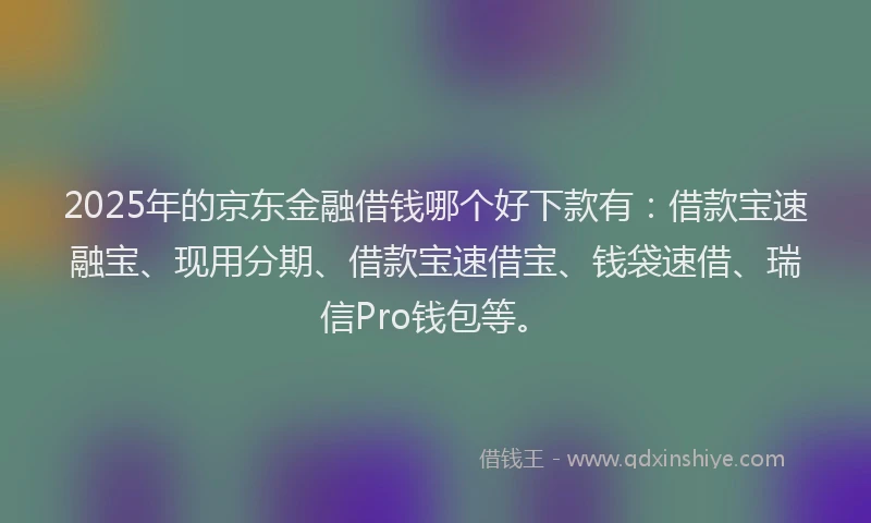 2025年的京东金融借钱哪个好下款有：借款宝速融宝、现用分期、借款宝速借宝、钱袋速借、瑞信Pro钱包等。