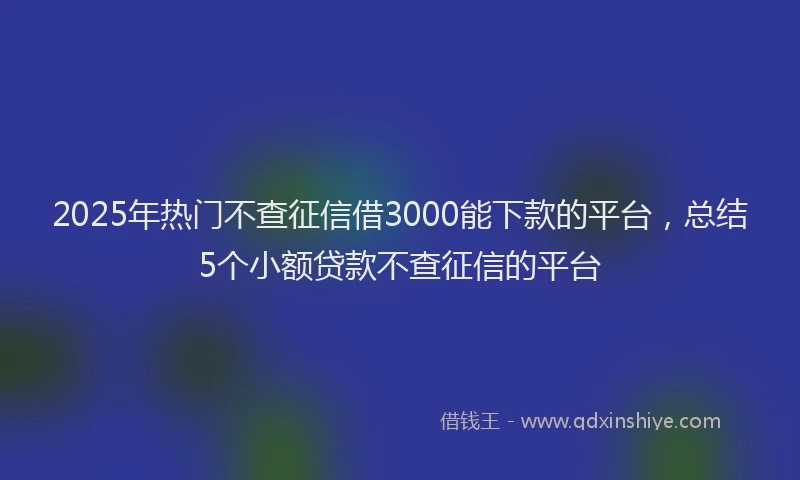 2025年热门不查征信借3000能下款的平台，总结5个小额贷款不查征信的平台