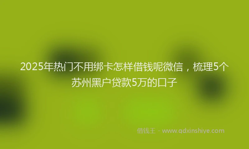 2025年热门不用绑卡怎样借钱呢微信，梳理5个苏州黑户贷款5万的口子