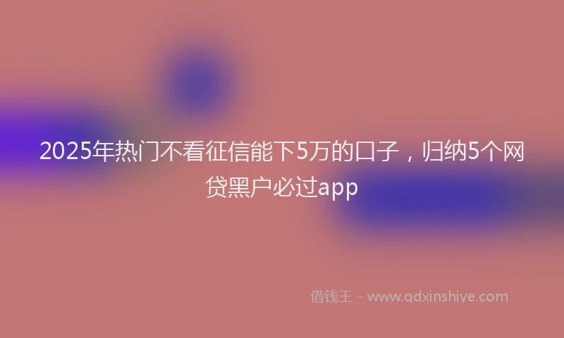 2025年热门不看征信能下5万的口子，归纳5个网贷黑户必过app