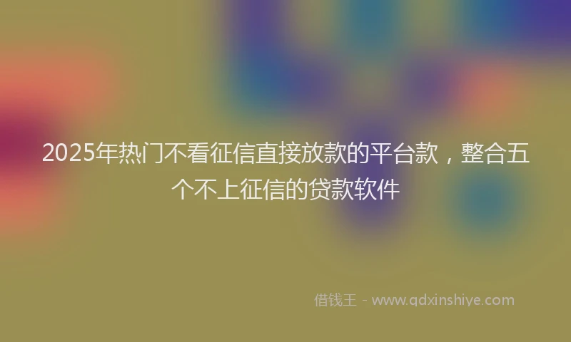 2025年热门不看征信直接放款的平台款，整合五个不上征信的贷款软件