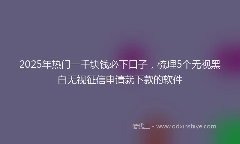 2025年热门一千块钱必下口子，梳理5个无视黑白无视征信申请就下款的软件
