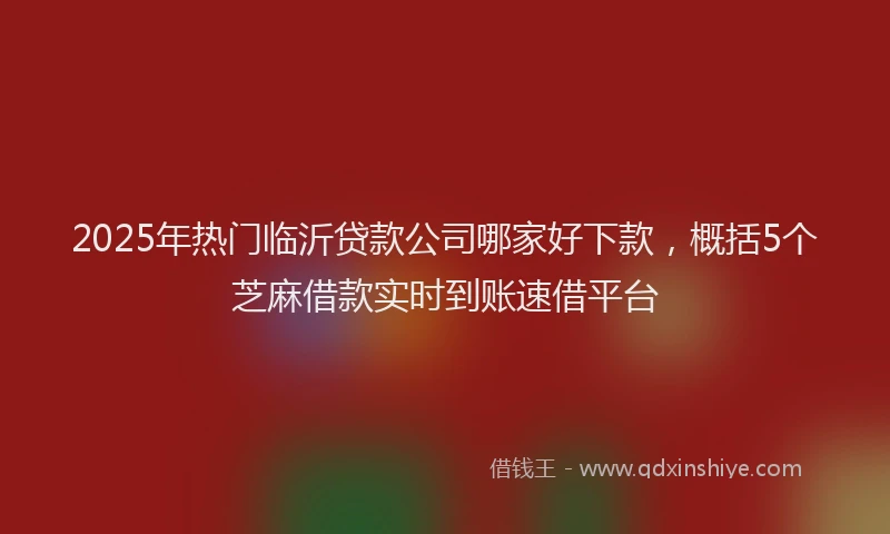 2025年热门临沂贷款公司哪家好下款，概括5个芝麻借款实时到账速借平台