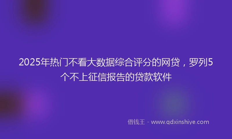 2025年热门不看大数据综合评分的网贷，罗列5个不上征信报告的贷款软件