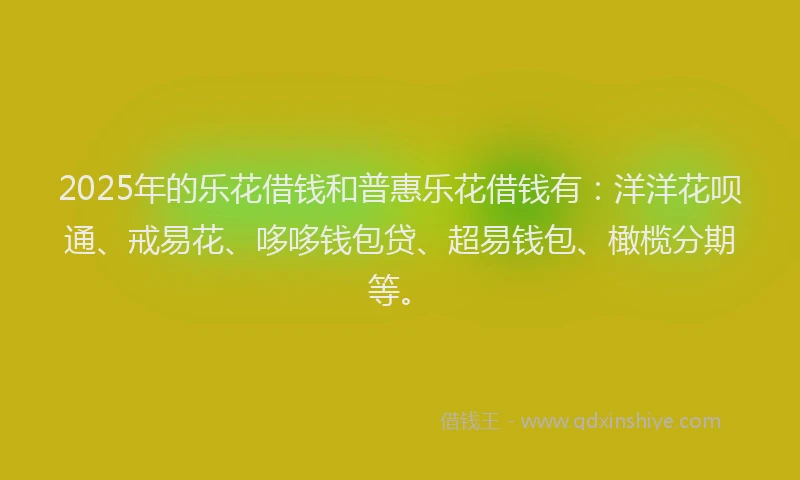 2025年的乐花借钱和普惠乐花借钱有：洋洋花呗通、戒易花、哆哆钱包贷、超易钱包、橄榄分期等。