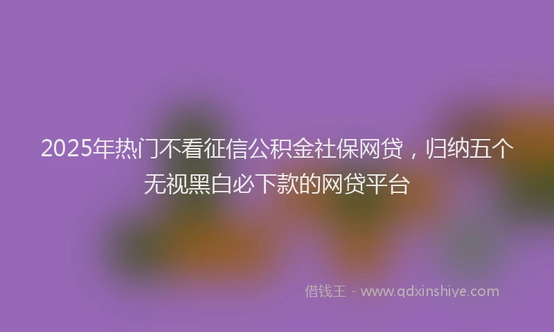 2025年热门不看征信公积金社保网贷，归纳五个无视黑白必下款的网贷平台