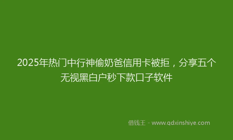 2025年热门中行神偷奶爸信用卡被拒，分享五个无视黑白户秒下款口子软件