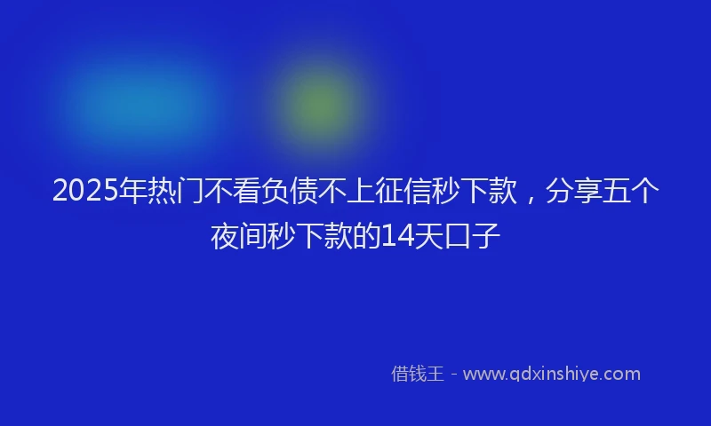 2025年热门不看负债不上征信秒下款，分享五个夜间秒下款的14天口子